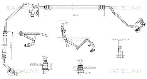 Power Steering Pipe Renault: 851625002 Triscan Hydraulic Hose, steering