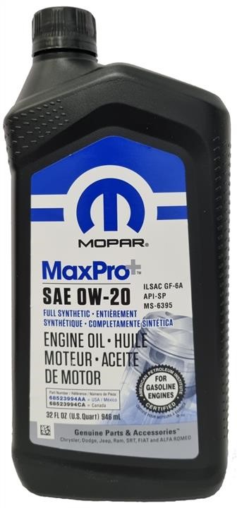 68523994AA Chrysler/Mopar Engine oil Chrysler/Mopar MaxPro+ 0W-20, 0,946L