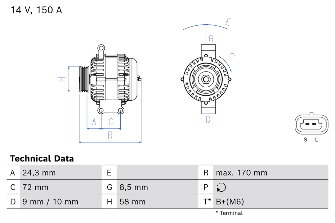 Bosch 0 986 085 110 Alternator 0986085110 0986085110 Bosch Alternator