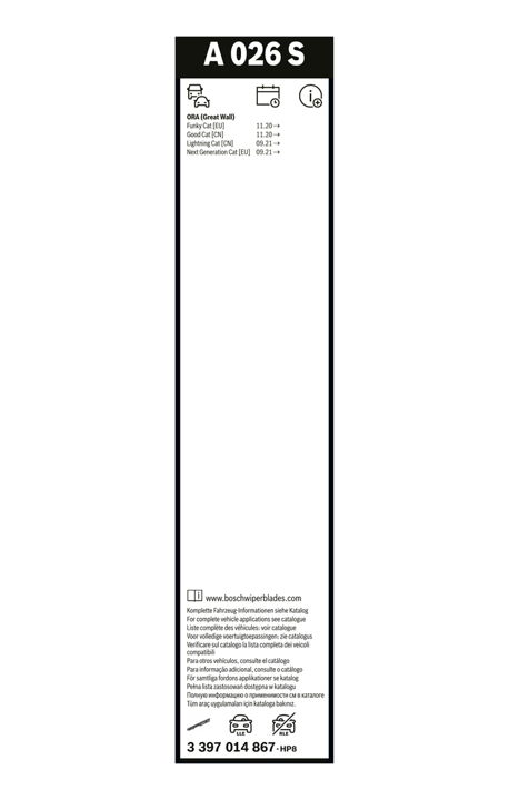 Rear wiper arm and blade Bosch 3 397 014 867