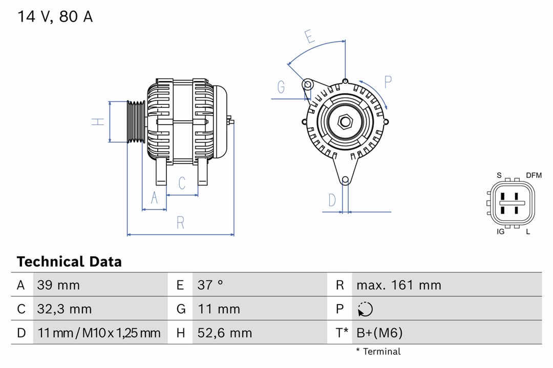 Alternator Toyota FJ Cruiser: 0986087490 Bosch Alternator