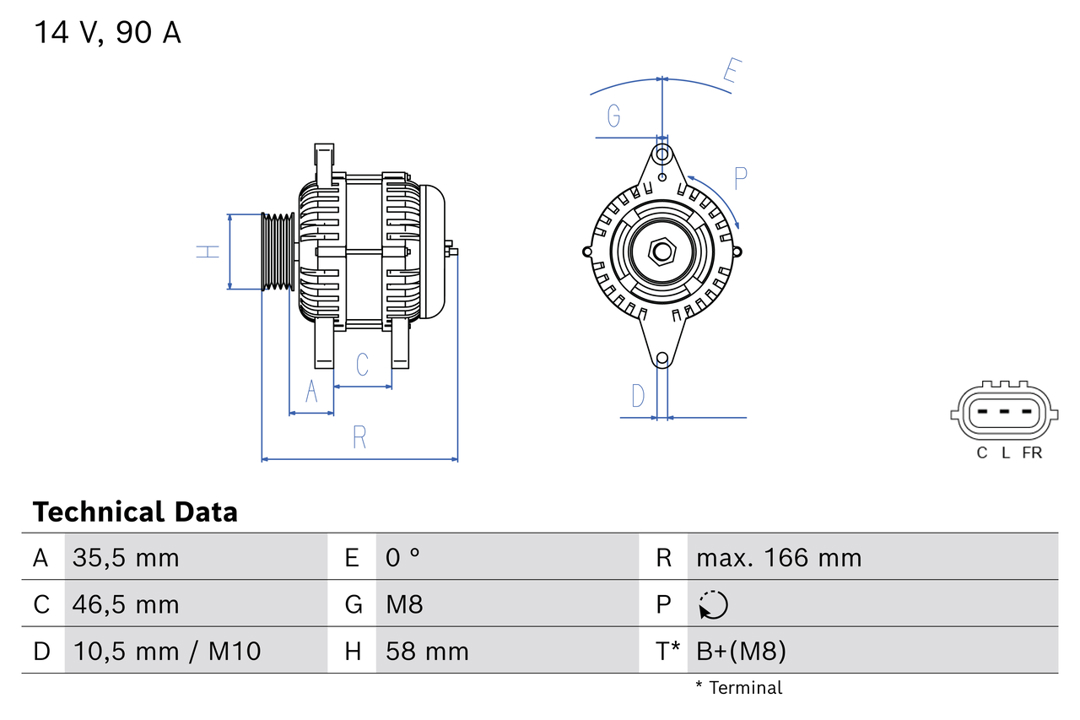 Engine alternator KIA Rio (Kia Rio): 0986085660 Bosch Alternator