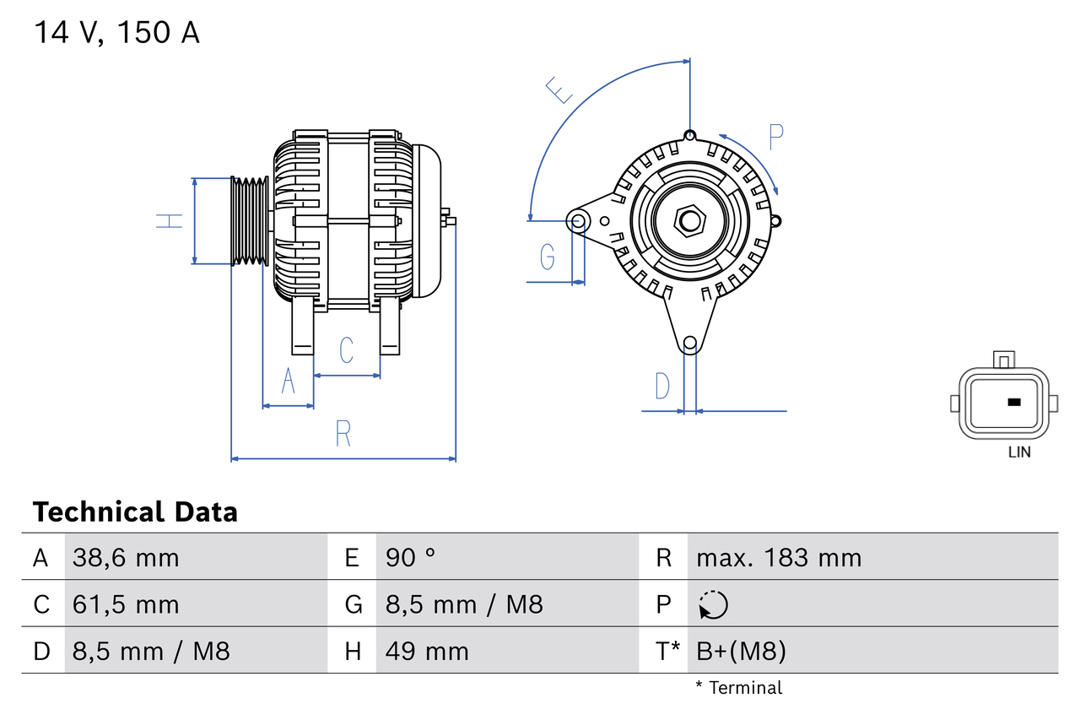 Alternator Renault Kadjar: 0986086300 Bosch Alternator