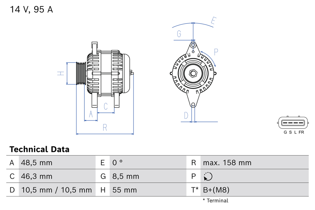 Engine alternator Mitsubishi ASX: 0986085070 Bosch Alternator