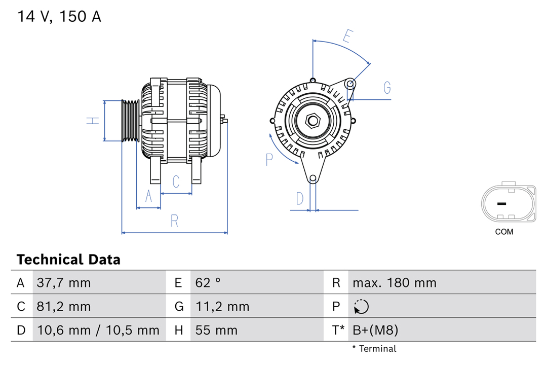 Engine alternator Iveco Daily Citys: 0986087230 Bosch Alternator