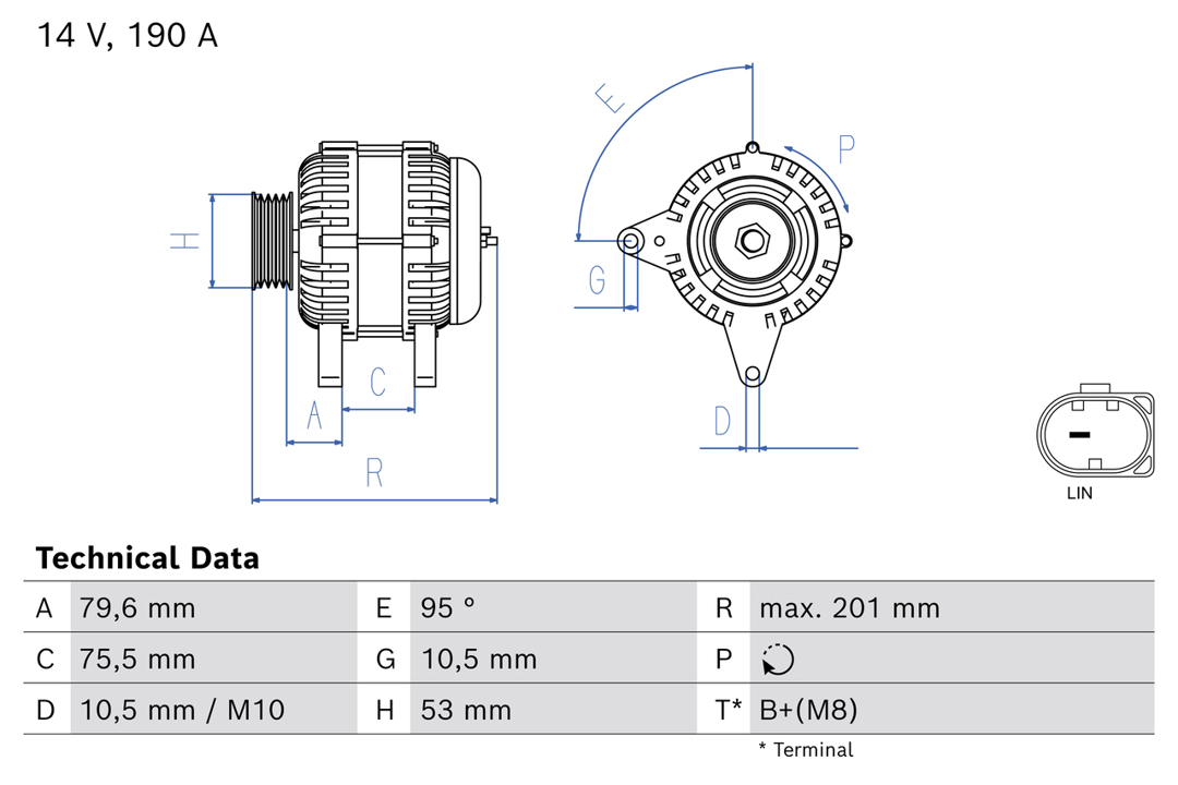 Bosch 0 986 087 180 Alternator 0986087180 0986087180 Bosch Alternator