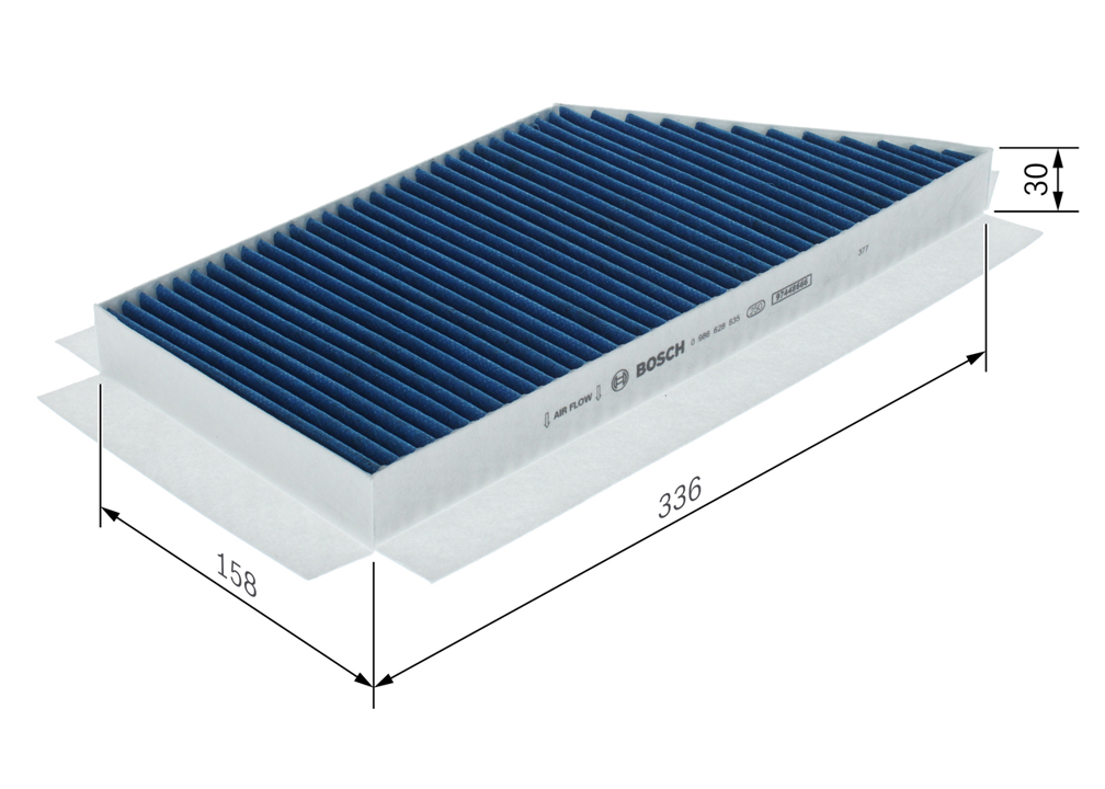 Cabin air filter Peugeot 206: 0986628635 Bosch Filter, cabin air