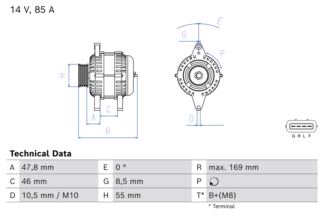 Engine alternator Mitsubishi ASX: 0986085160 Bosch Alternator