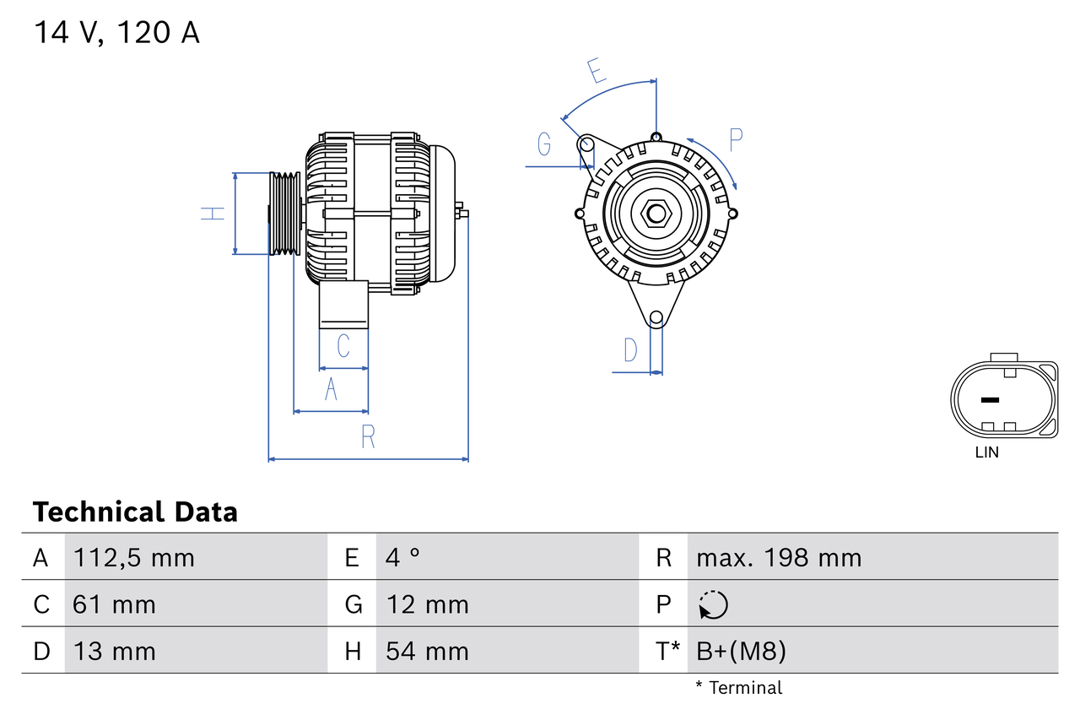 Alternator Fiat: 0986084720 Bosch Alternator