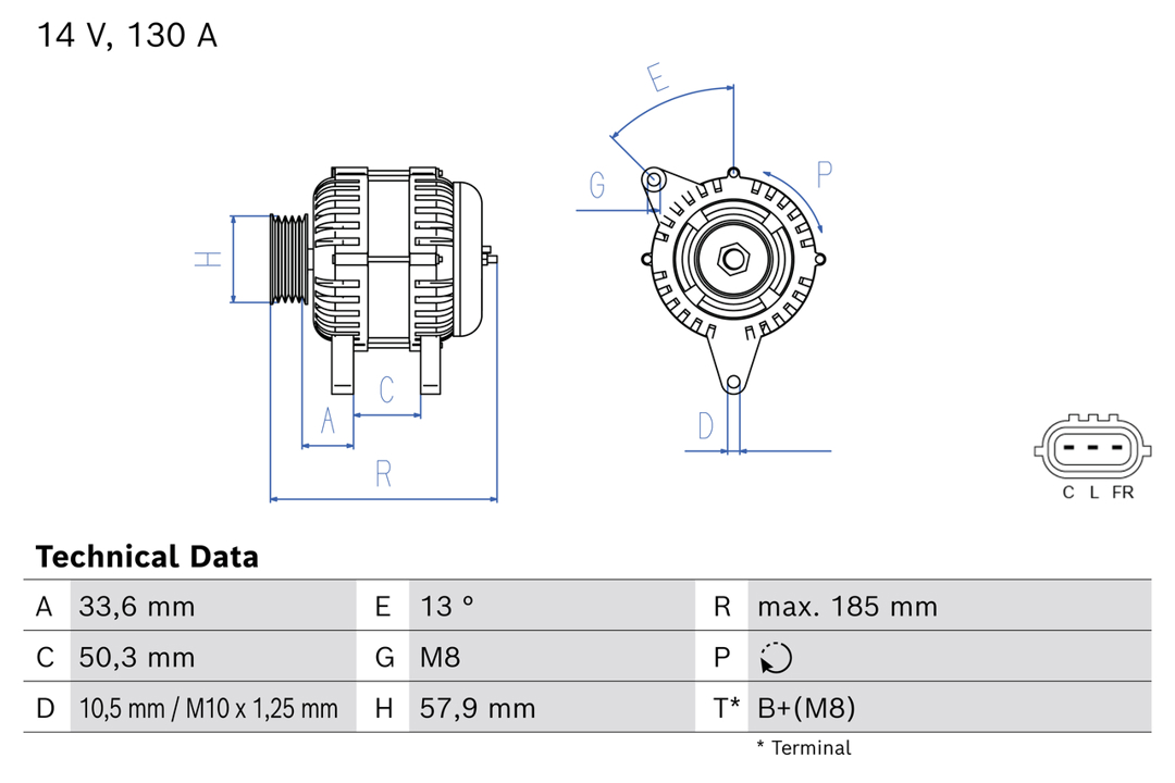 Alternator Hyundai i30: 0986085610 Bosch Alternator