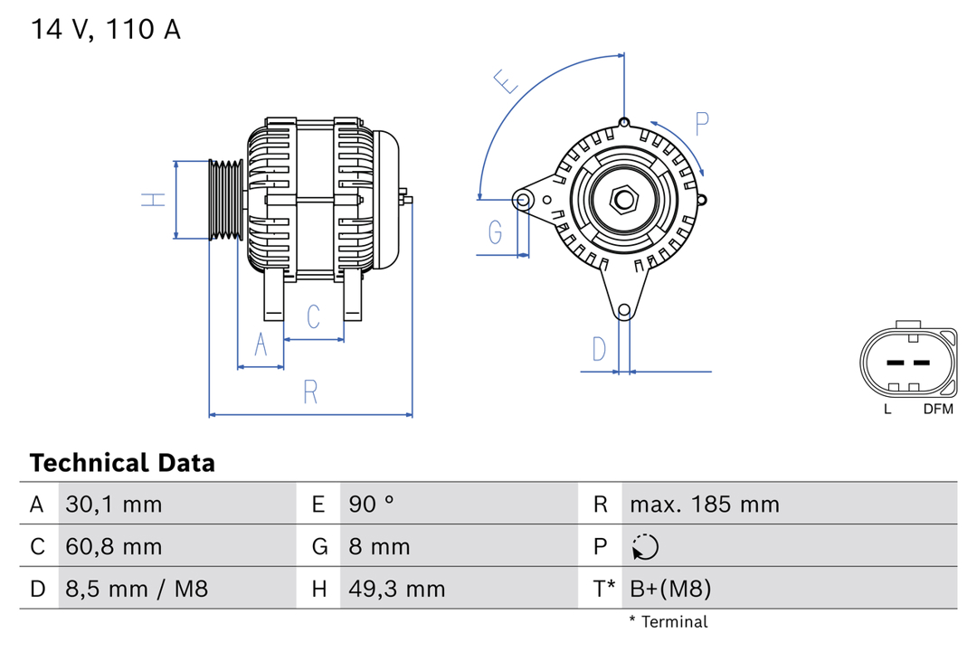 Engine alternator Seat Altea: 0986086330 Bosch Alternator