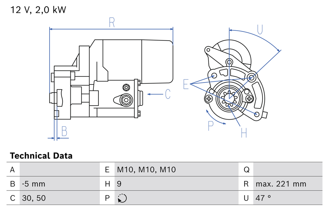 Engine starter Land Rover Discovery: 0986026500 Bosch Starter