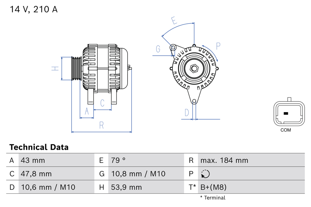 Alternator Peugeot Rifter: 0986085570 Bosch Alternator