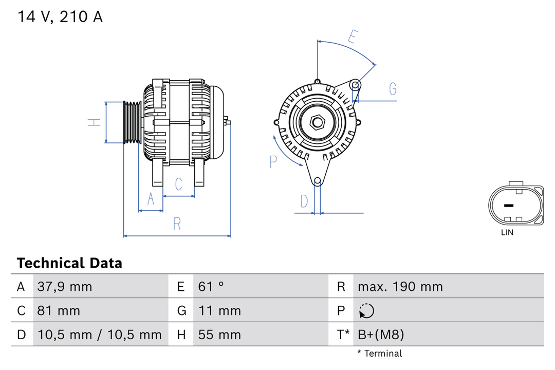 Engine alternator Iveco Daily Citys: 0986085510 Bosch Alternator