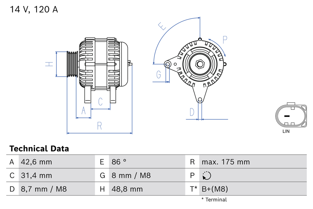 Bosch 0 986 084 460 Alternator 0986084460 0986084460 Bosch Alternator