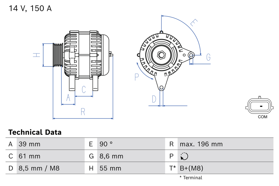 0986084870 Bosch Alternator