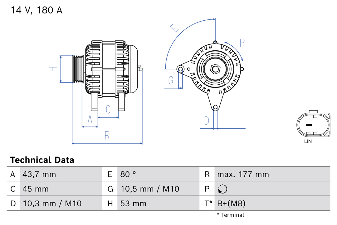 0986086700 Bosch Alternator