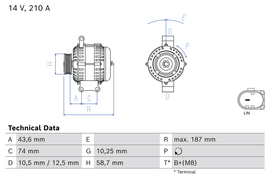 Alternator Ford Transit: 0986085670 Bosch Alternator