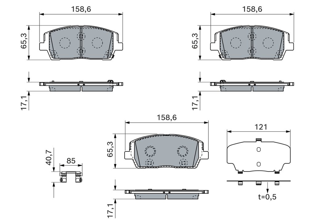 Disc brake pad set KIA Sorento (Kia Sorento): 0986460276 Bosch Brake Pad Set, disc brake
