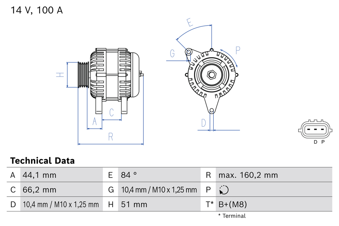 Alternator Mazda MX-5: 0986084990 Bosch Alternator