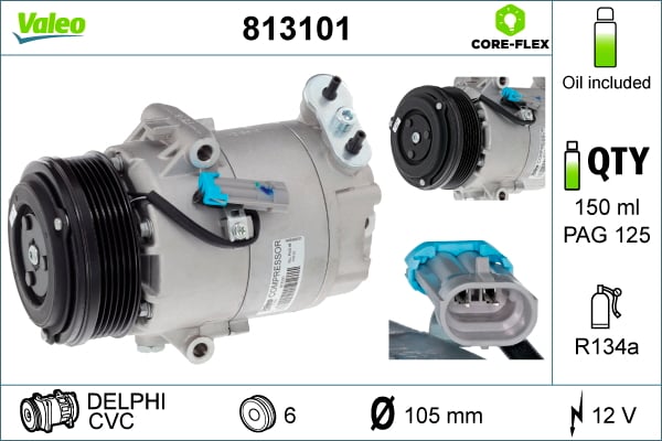 Aircon compressor Vauxhall: 813101 Valeo Compressor, air conditioning