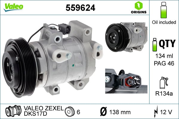 Aircon compressor Mazda 6: 559624 Valeo Compressor, air conditioning