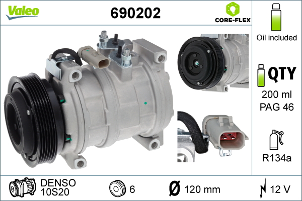 Aircon compressor Jeep Cherokee: 690202 Valeo Compressor, air conditioning