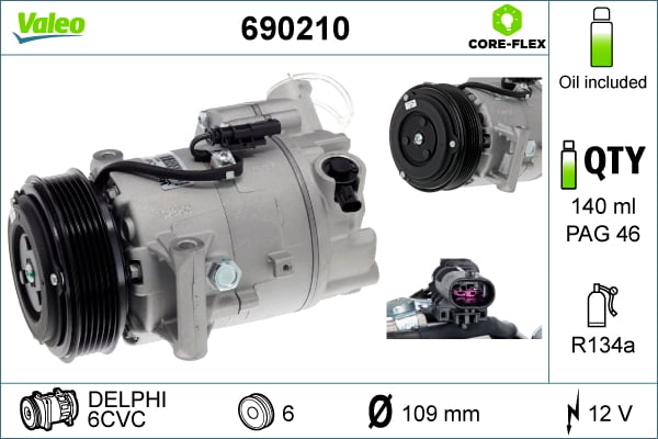 Air con compressor Vauxhall: 690210 Valeo Compressor, air conditioning