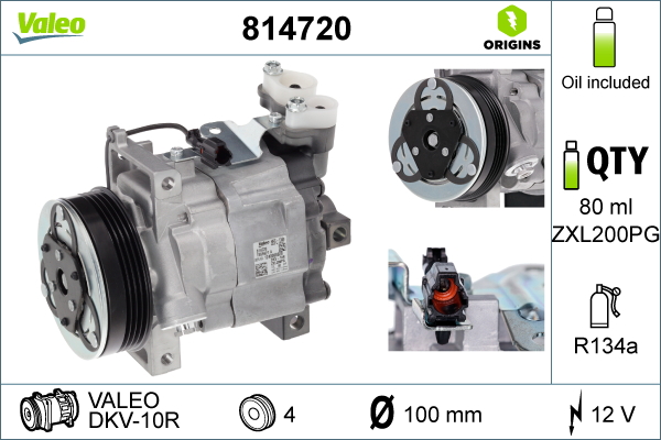 Air con compressor Subaru: 814720 Valeo Compressor, air conditioning