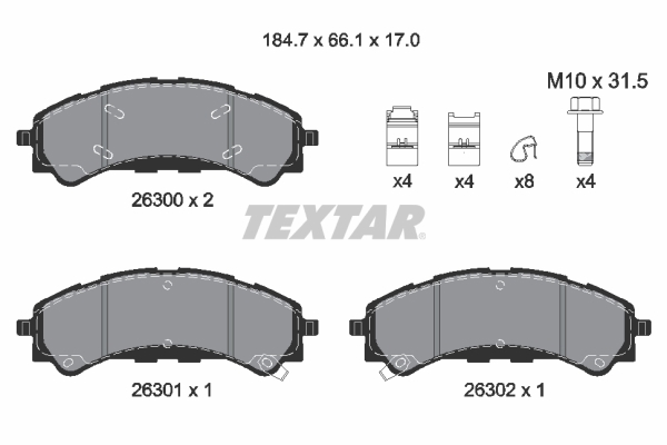 2630001 Textar Brake pad set