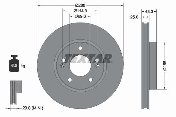 Brake rotor BYD Haitun: 92351203 Textar Brake disk