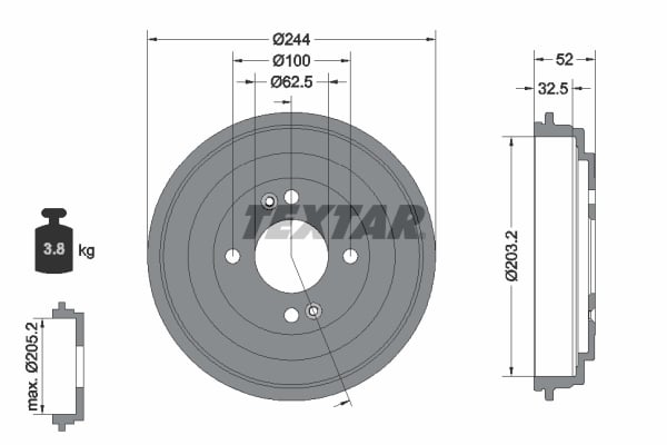 Brake system parts Hyundai Bayon (BC3): 94050400 Textar Brake drum