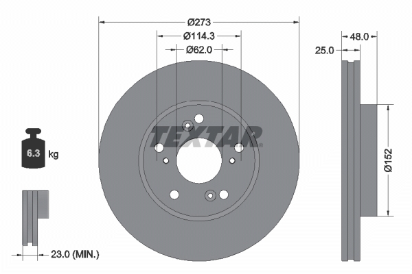Brake disc BYD Haitun: 92354803 Textar Brake disk