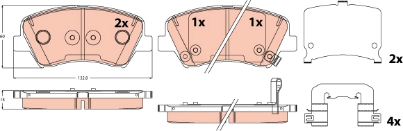GDB2510 TRW Brake pad set