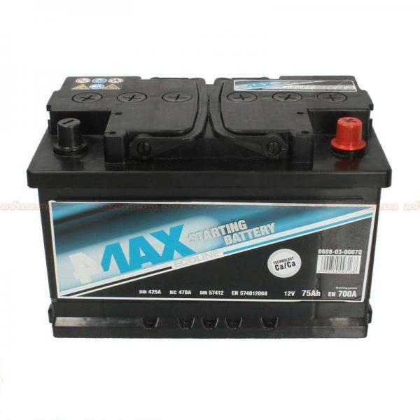 4max 0608-03-0007Q Battery 4max Ecoline 12V 75AH 700A(EN) R+ 0608030007Q