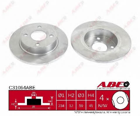 Unventilated front brake disc ABE C31064ABE