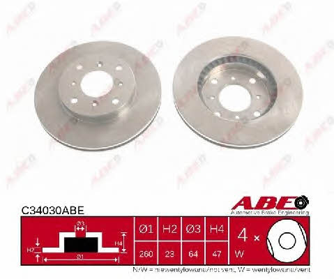 Front brake disc ventilated ABE C34030ABE