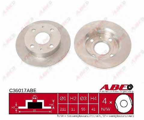Unventilated front brake disc ABE C36017ABE