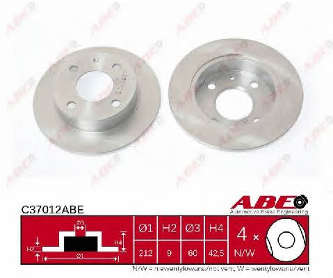 Unventilated front brake disc ABE C37012ABE