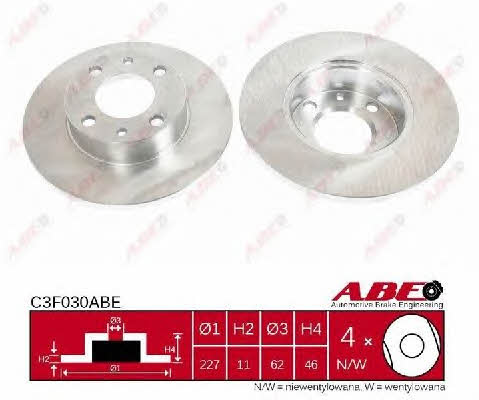 Rear brake disc, non-ventilated ABE C3F030ABE