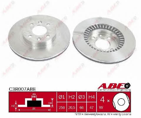 Front brake disc ventilated ABE C3R007ABE