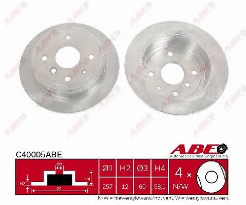 Rear brake disc, non-ventilated ABE C40005ABE