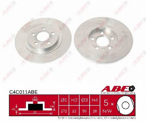 ABE C4C011ABE Rear brake disc, non-ventilated C4C011ABE