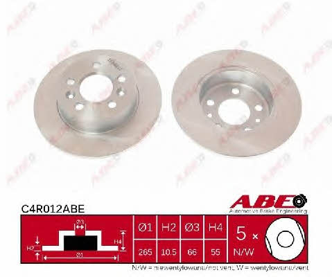 Rear brake disc, non-ventilated ABE C4R012ABE