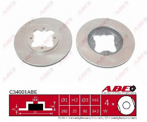 Front brake disc ventilated ABE C34001ABE