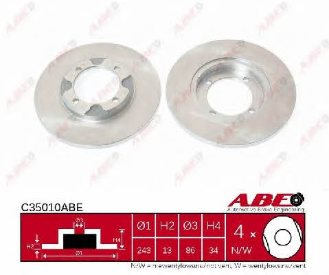 Unventilated front brake disc ABE C35010ABE