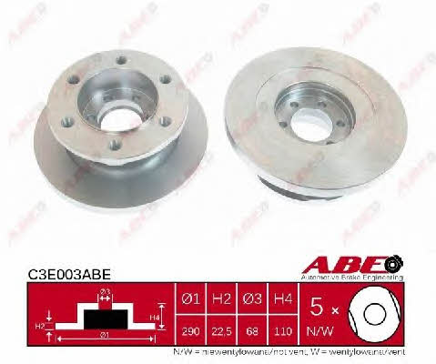 ABE C3E003ABE Unventilated front brake disc C3E003ABE