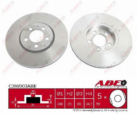 Front brake disc ventilated ABE C3W003ABE