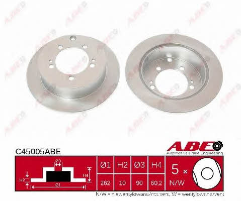 Rear brake disc, non-ventilated ABE C45005ABE