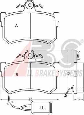 Disc brake pad set MG MGF: 36645 ABS Brake pad set